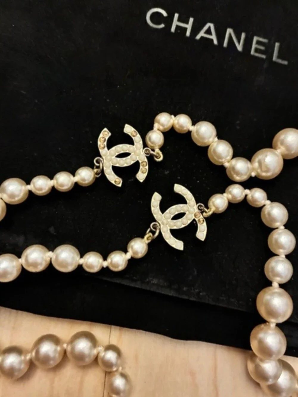 CHANEL Graduated Long CC Pearl Necklace - Classic Beaded Strand